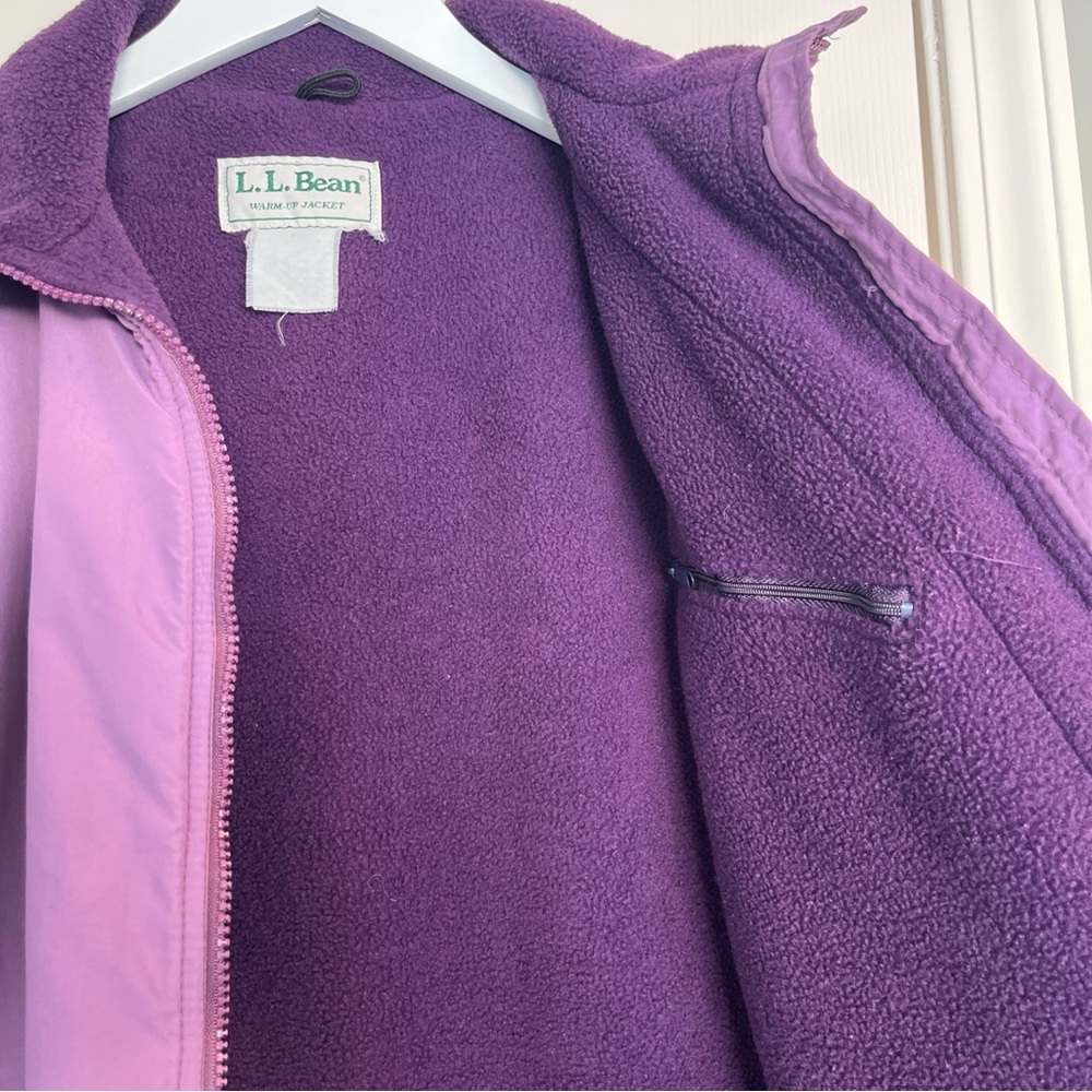 Vintage L.L. Bean Lavender Warm Up Jacket Full Zip Fleece Lined Pockets Warm - Picture 8 of 16